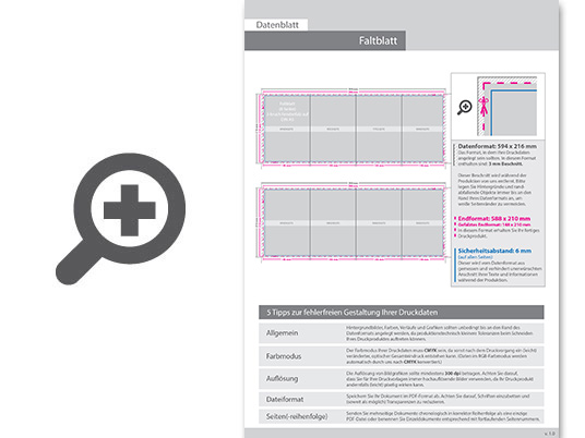 Product Bild hochglanz-uv-lack_faltblatt__gefalzt_auf_din_a4__vertikaler_3-bruch_fensterfalz__8-seitig