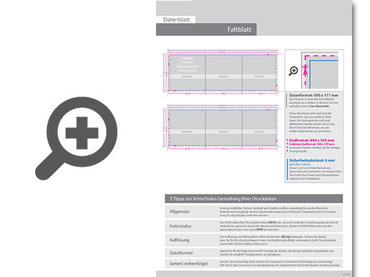 Product Bild hochglanz-uv-lack_faltblatt__gefalzt_auf_din_a6_quer__vertikaler_zickzackfalz__6-seitig